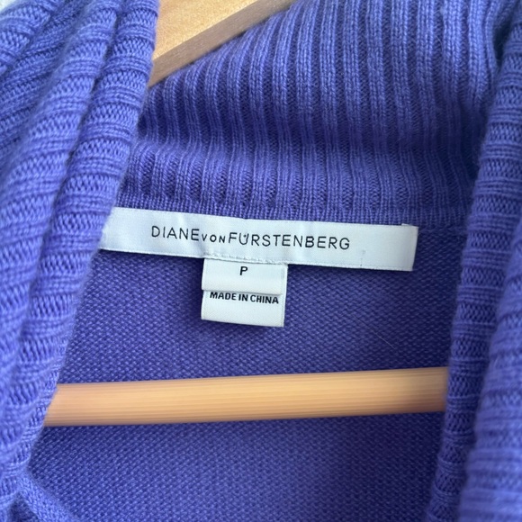 Diane Von Furstenberg Ahiga Purple 90% Cashmere 10% Wool Cowl Turtleneck Sweater - Picture 7 of 11